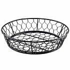 Genware Round Black Wire Basket 24 x 6cm