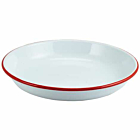 Enamel Rice/Pasta Plate White with Red Rim 24cm