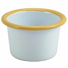 Enamel Ramekin White with Yellow Rim 7cm Dia 90ml/3.2oz