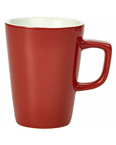 Genware Porcelain Red Latte Mug 34cl/12oz