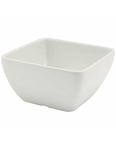 White Melamine Curved Square Bowl 10.5cm