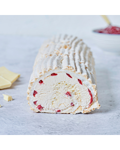 Waldron's Frozen Raspberry & White Choc Meringue Roulade