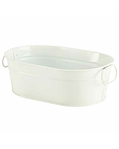 Galvanised Steel Serving Bucket White 23 x 15 x 7cm