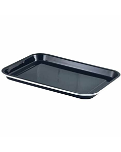 Enamel Serving Tray Black with White Rim 33.5x23.5x2.2cm