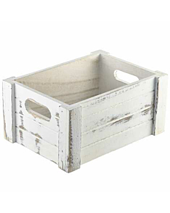 Wooden Crate White Wash Finish 22.8x16.5x11cm