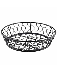 Genware Round Black Wire Basket 24 x 6cm