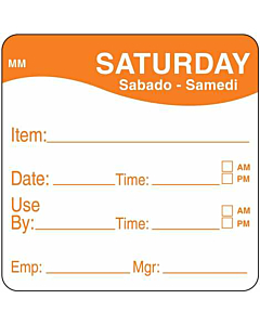 DayMark Removable Saturday Food Labels