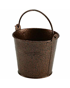 Galvanised Steel Hammered Serving Bucket 10cm Dia Copper