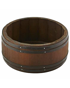 Miniature Dark Wooden Barrel 16.5 Dia x 8cm