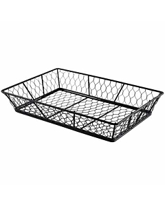 Genware Rectangular Black Wire Basket 31.5 x 21.5 x 6cm