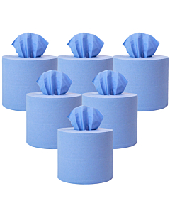 Poppies 1 Ply Blue Centrefeed Rolls 195mm x 300m