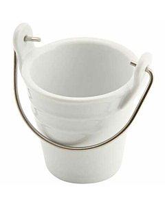 Genware Ceramic Bucket W/ St/St Handle 6.5cm Dia