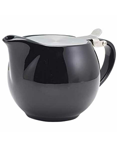 GenWare Porcelain Black Teapot with St/St Lid & Infuser 50cl
