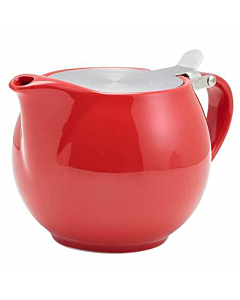 GenWare Porcelain Red Teapot with St/St Lid & Infuser 50cl/1