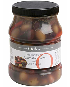 Opies Halkidiki & Kalamata Olives with Chilli & Garlic
