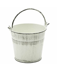Galvanised Steel Serving Bucket 10cm Dia White Wash