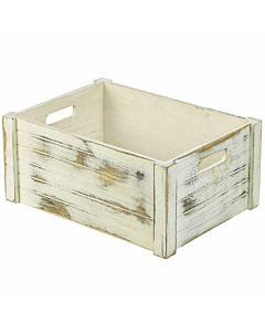 Wooden Crate White Wash Finish 41 x 30 x 18cm