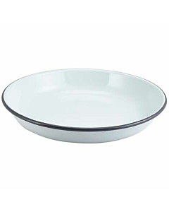 Enamel Rice/Pasta Plate White with Grey Rim 24cm