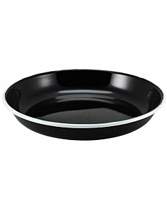 Enamel Rice/Pasta Plate Black with White Rim 24cm