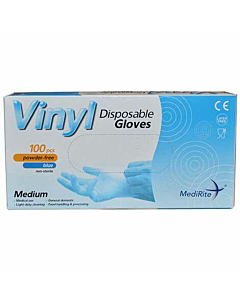 Vinyl Medium Latex Free Blue Disposable Gloves