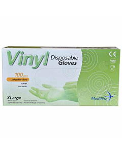 MediRite Vinyl Extra Large Disposable Clear Gloves
