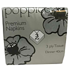 Poppies Napkins Grey 8 Fold 3ply 40cm