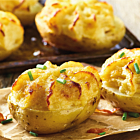 Farmhouse Jacket Potato Halves with Cheese & Smokey Bacon