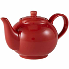 Genware Porcelain Red Teapot 45cl/15.75oz