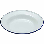 Enamel Deep Plate White & Blue 24cm