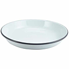 Enamel Rice/Pasta Plate White with Grey Rim 24cm