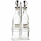 Square Glass Oil & Vinegar With Chrome Stand