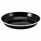 Enamel Rice/Pasta Plate Black with White Rim 24cm