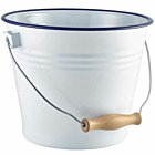 Enamel Bucket White with Blue Rim 16cm Dia