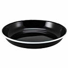 Enamel Rice/Pasta Plate Black with White Rim 20cm