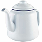 Enamel Teapot White with Blue Rim 1L