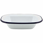 Enamel Rect. Pie Dish White & Blue 16cm