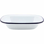 Enamel Rect. Pie Dish White & Blue 20cm