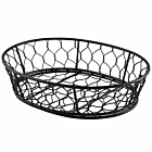 Genware Oval Black Wire Basket 24 x 18 x 6cm