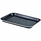 Enamel Serving Tray Black with White Rim 33.5x23.5x2.2cm