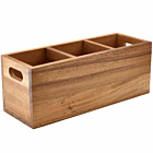 GenWare Acacia Wood 3 Compartment Cutlery Box