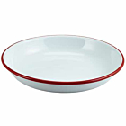 Enamel Rice/Pasta Plate White with Red Rim 20cm