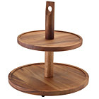 GenWare Acacia Wood Two Tier Cake Stand