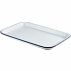 Enamel Serving Tray White with Blue Rim 38.2x26.4x2.2cm