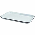 Enamel Serving Tray White with Grey Rim 33.5x23.5x2.2cm