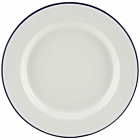 Enamel Wide Rim Plate White & Blue 26cm