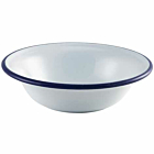 Enamel Bowl White with Blue Rim 16cm/6.25"