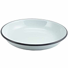 Enamel Rice/Pasta Plate White with Grey Rim 20cm