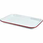 Enamel Serving Tray White with Red Rim 33.5x23.5x2.2cm