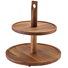 GenWare Acacia Wood Two Tier Cake Stand