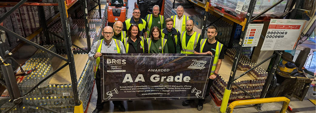 Warehouse Operations team Holding AA Grade rating Banner